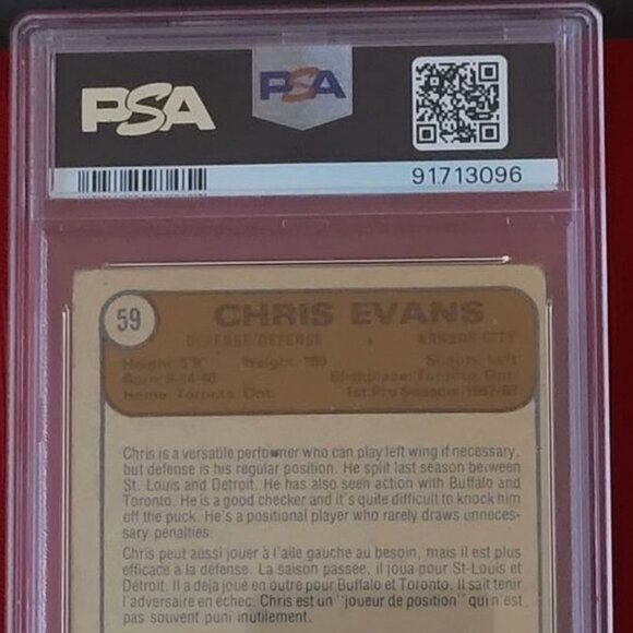 GRADED AND SEALED, 1974 O PEE CHEE, CHRIS EVANS, KANSAS CITY SCOUTS HOCKEY CARD! - Picture 2 of 2